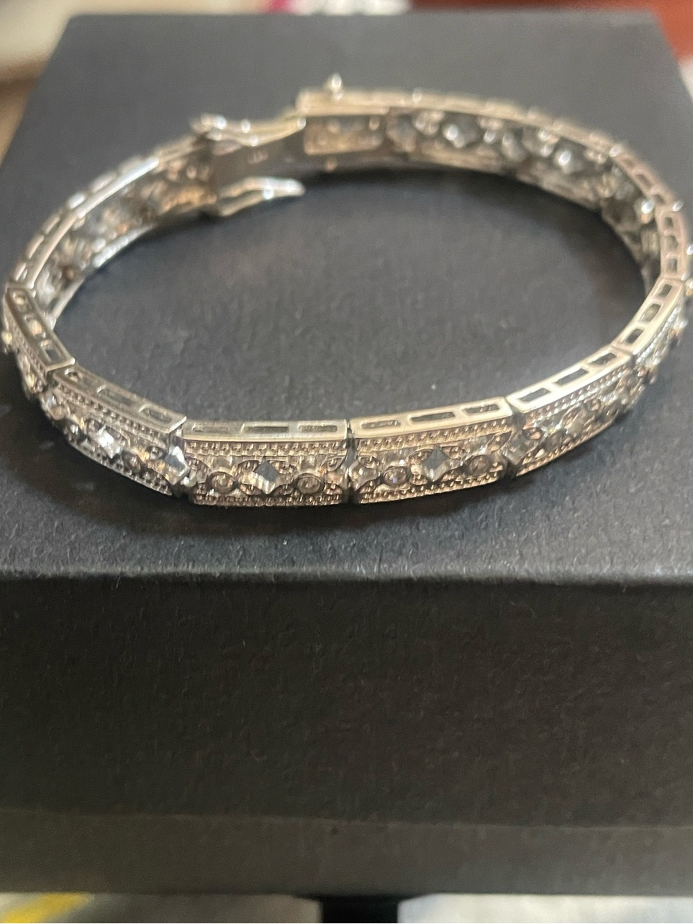 Sterling Silver Podium plated CZ Accented Bracelet